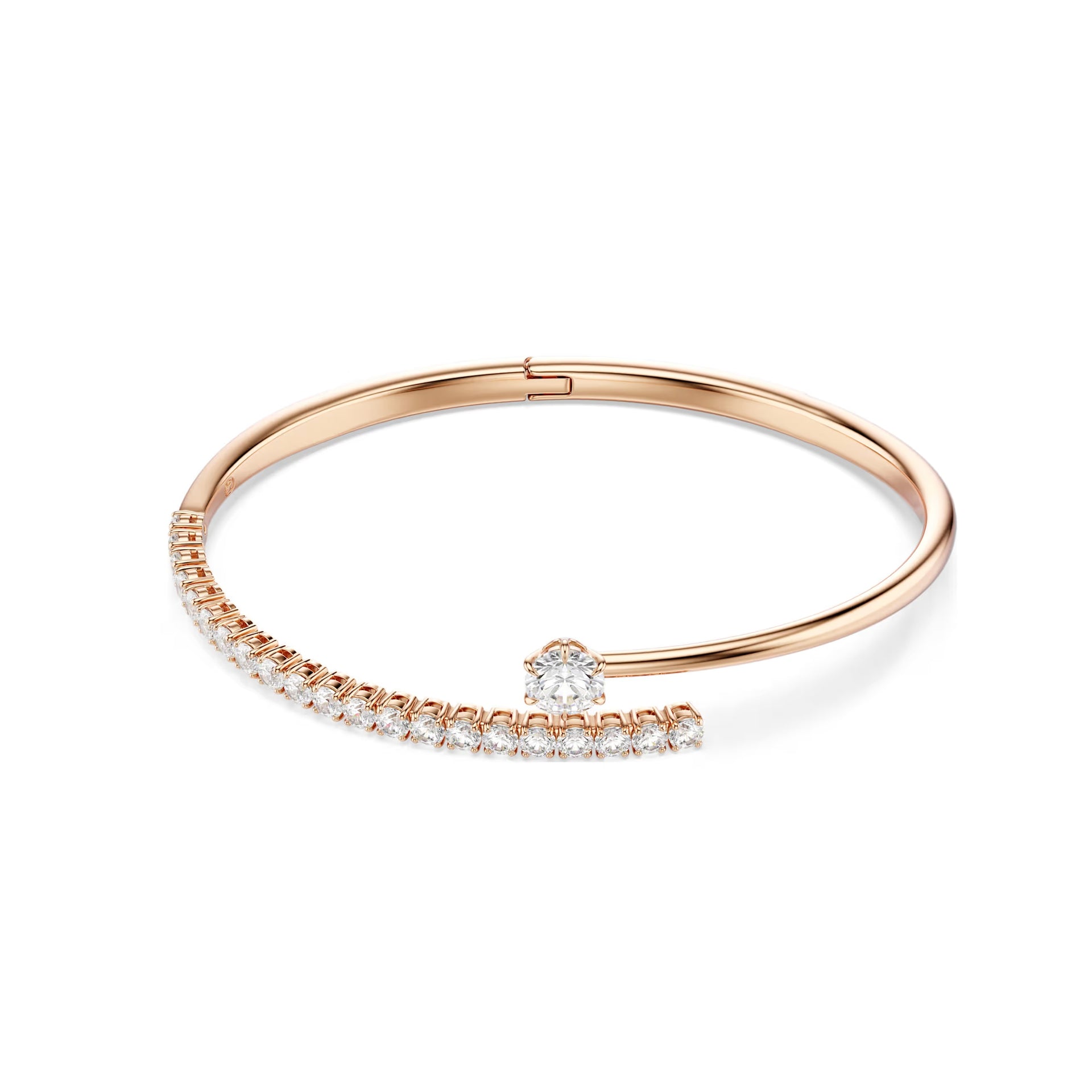 Swarovski Matrix open bangle with round cut crystals in rose gold