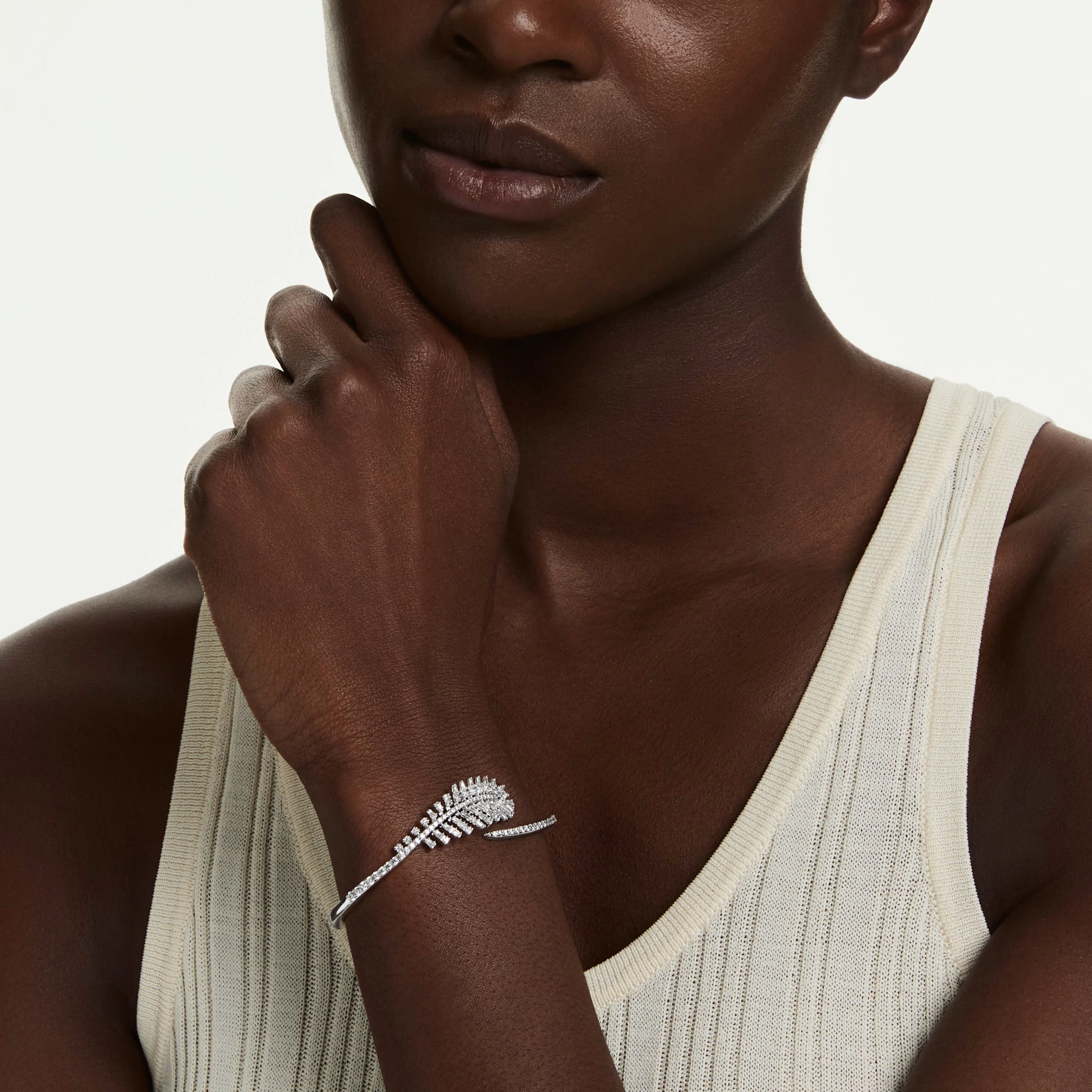 Swarovski Vienna Feather Motif Open Bangle - View 2