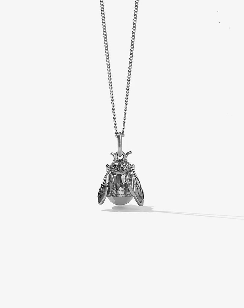 Silver bee necklace