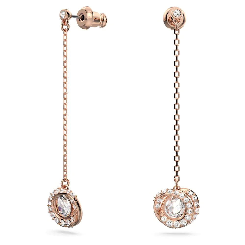 Rose gold Swarovski drop earrings with interlocked circles