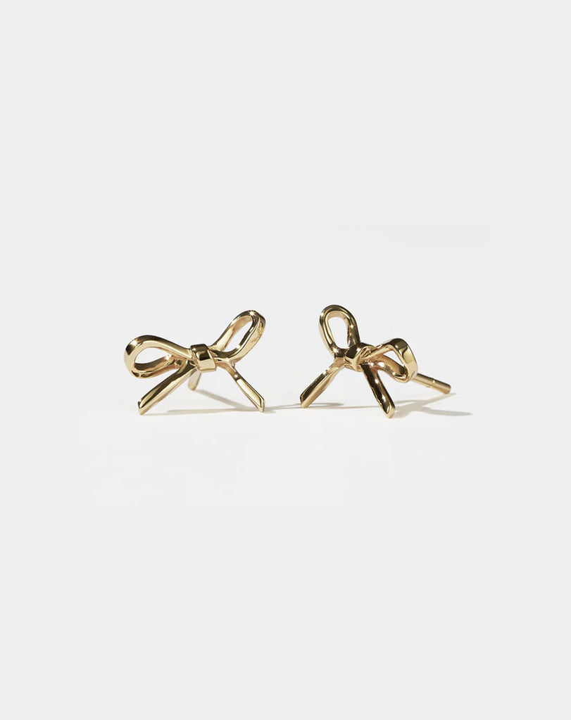 Small gold bow stud earrings