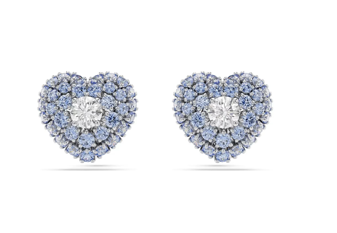 Blue heart stud earrings