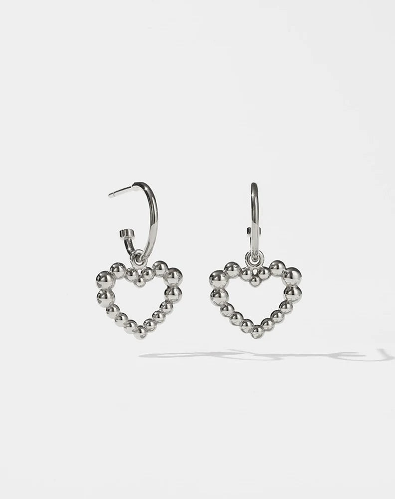 Silver Heart Hoop Earrings
