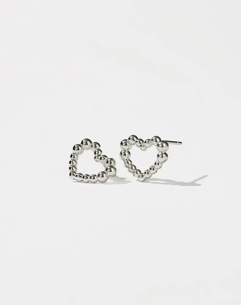 Silver Heart Stud Earrings