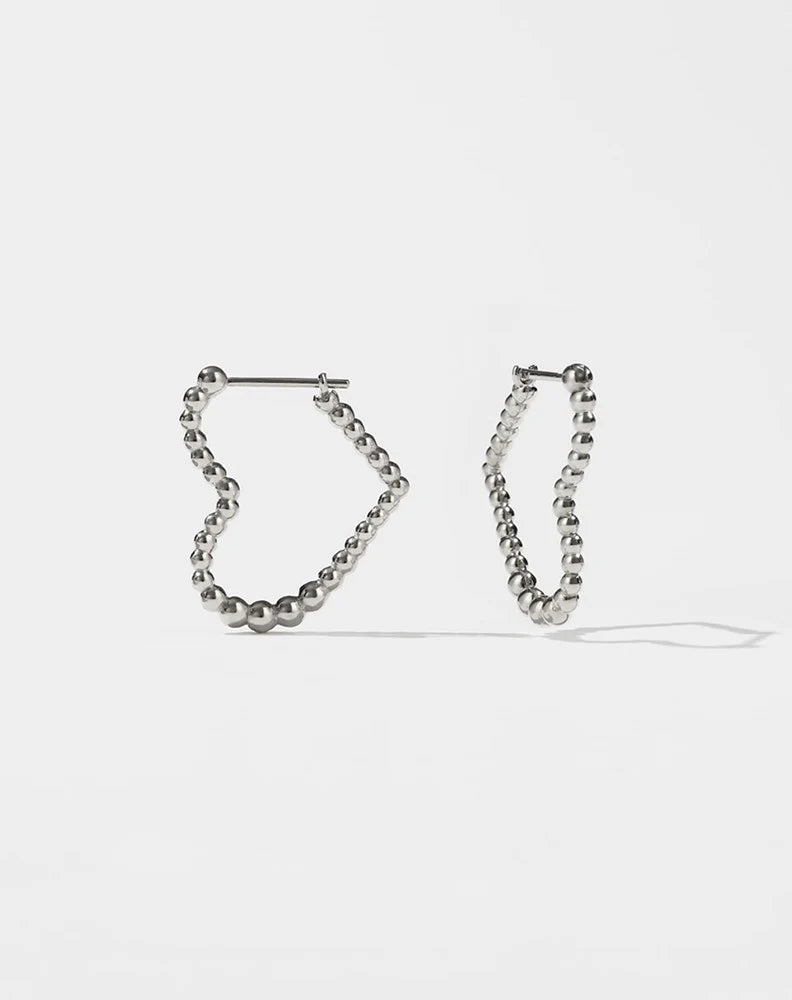 Large silver heart hoop earrings