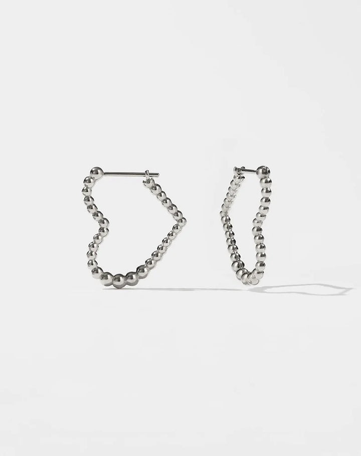 Large silver heart hoop earrings