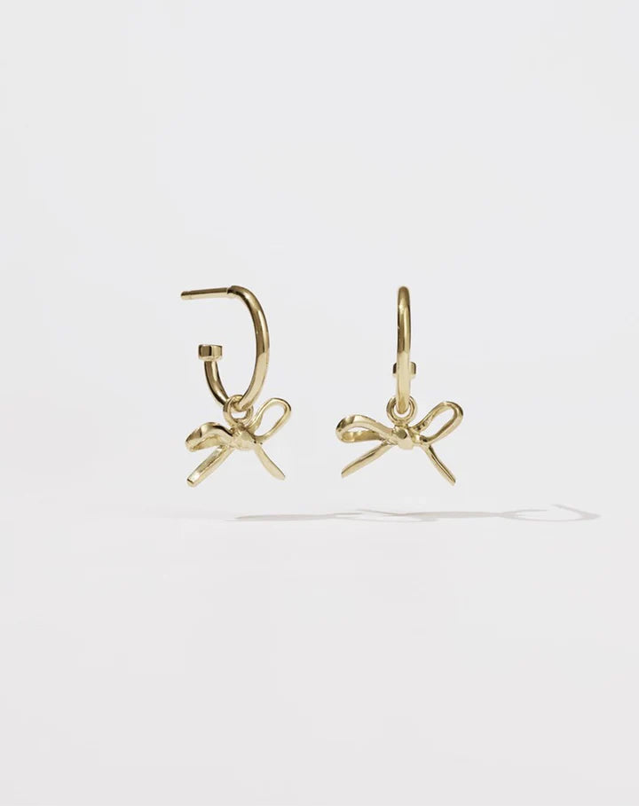 Gold bow hoop earrings