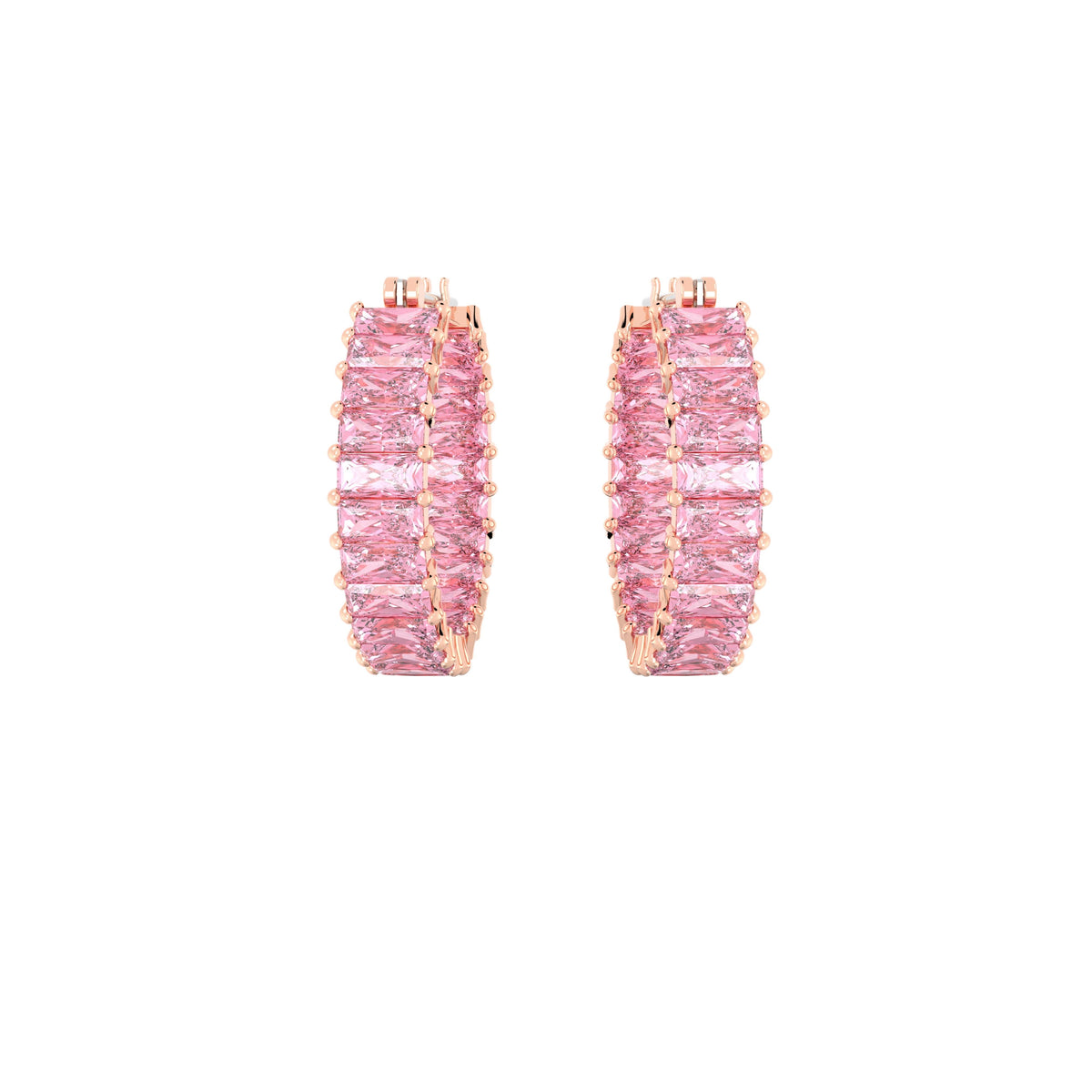 Swarovski Matrix hoop earrings, 18K rose gold finish with pink stones