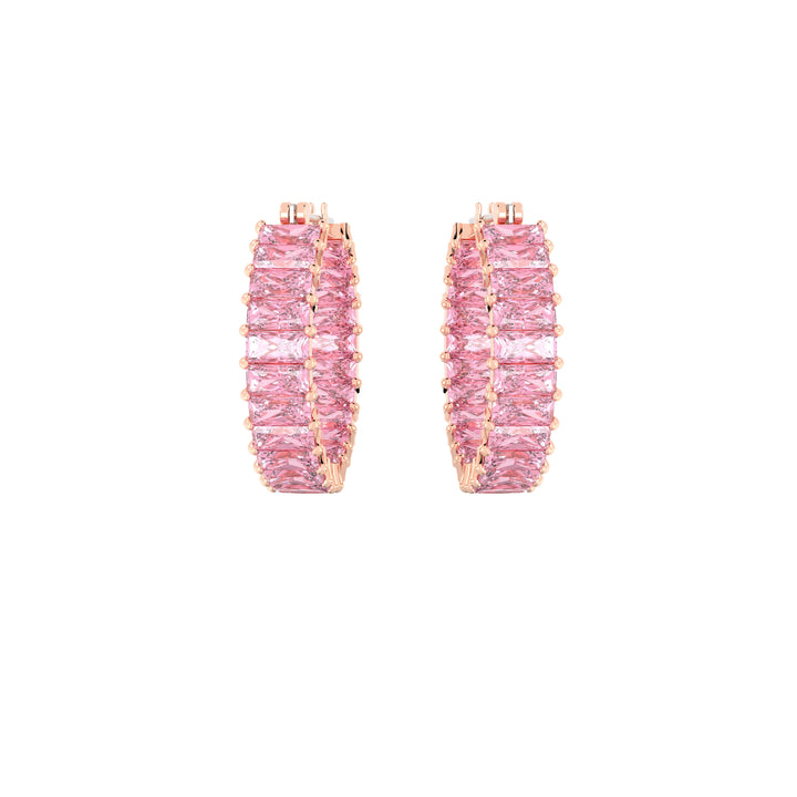 Swarovski Matrix hoop earrings, 18K rose gold finish with pink stones