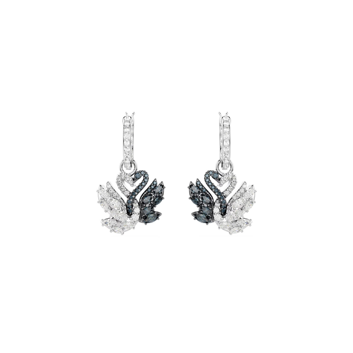 Swarovski Swan drop earrings with intertwined swan motif