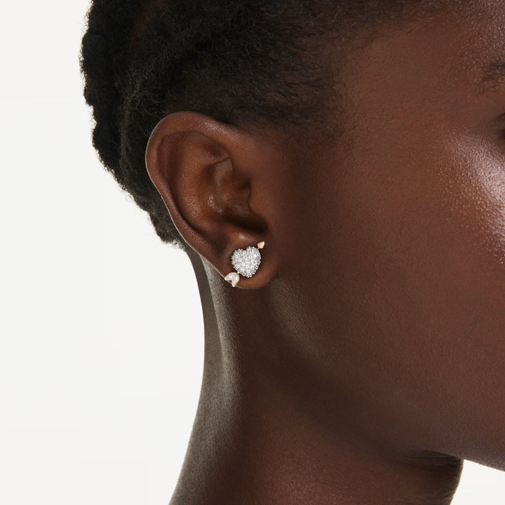 Swarovski Idyllia Heart with Arrow Stud Earrings - View 2