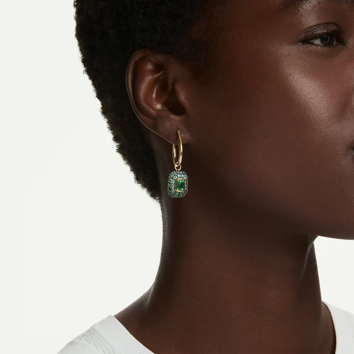 Swarovski Sublima green drop earrings, alternate view