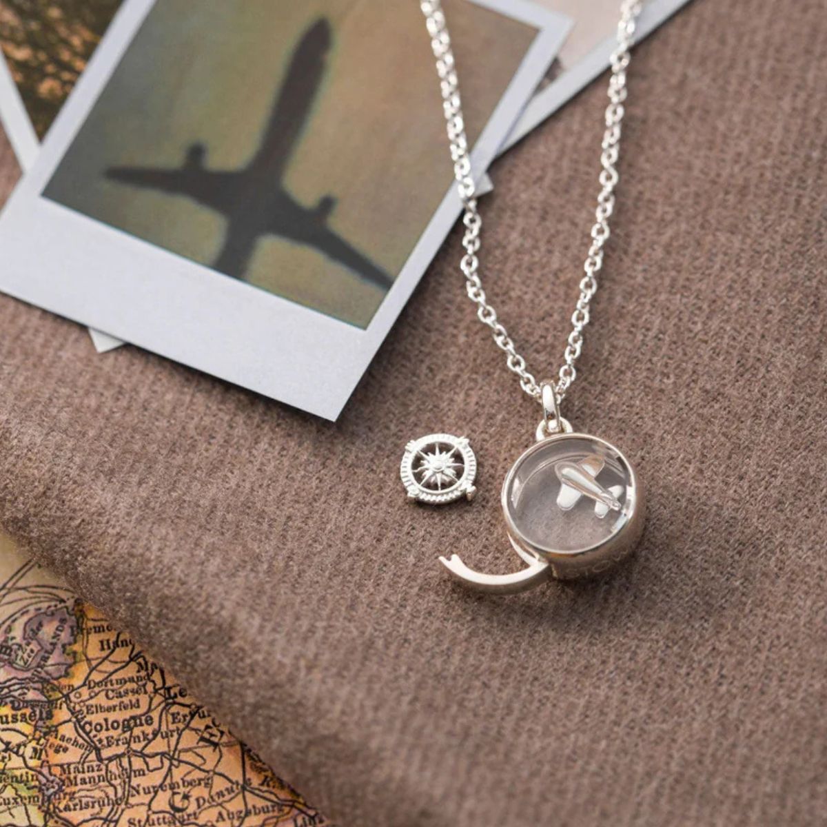 Stow Sterling Silver Compass Charm Engraved Detail View | Wrights Jewellers NZ