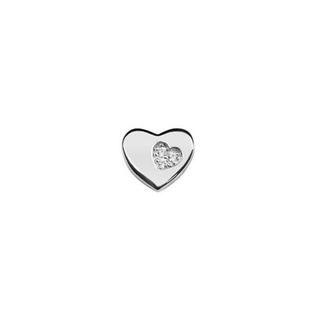 Silver heart charm with cz