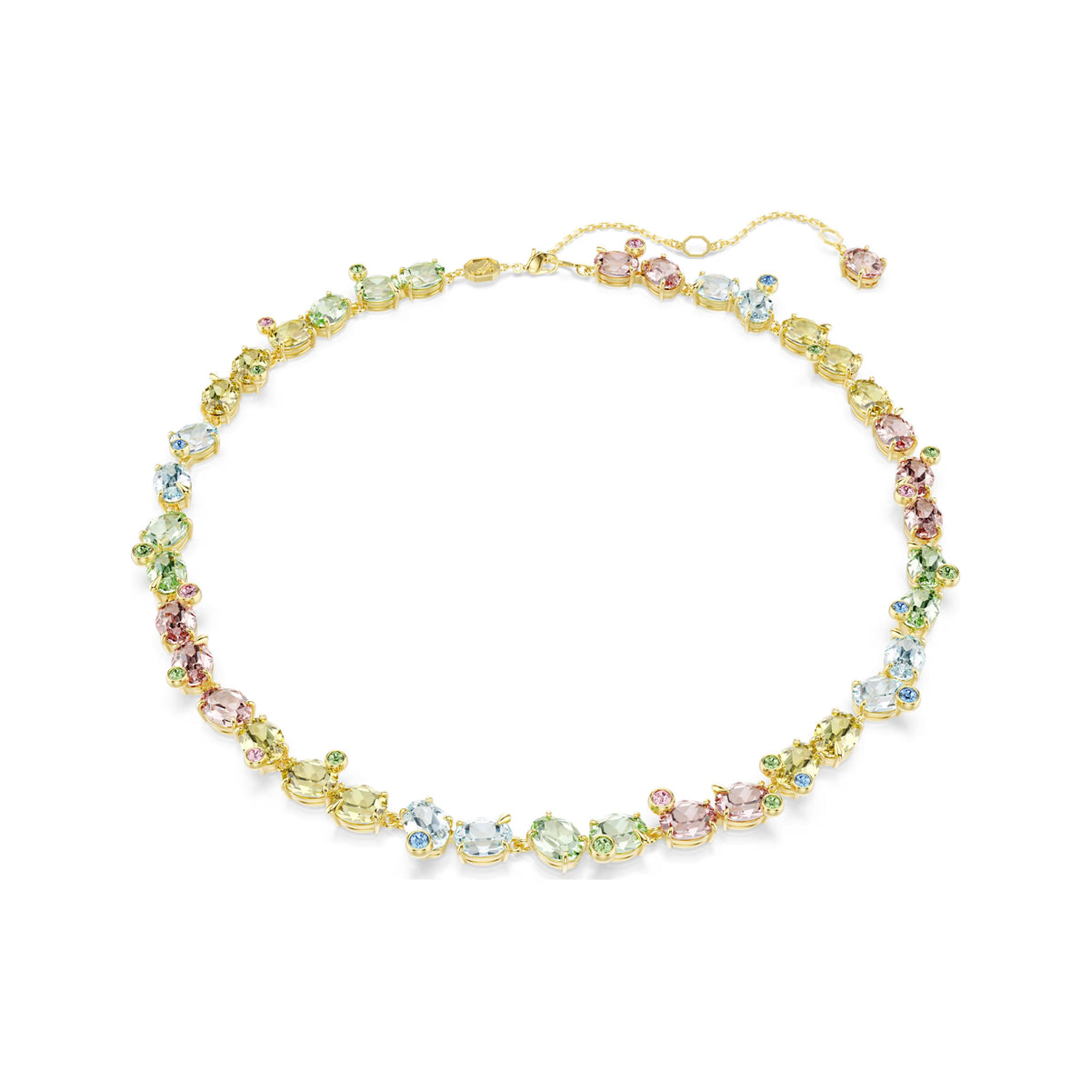 Swarovski Gema necklace, 18K gold-finish with multicoloured mixed-cut crystals