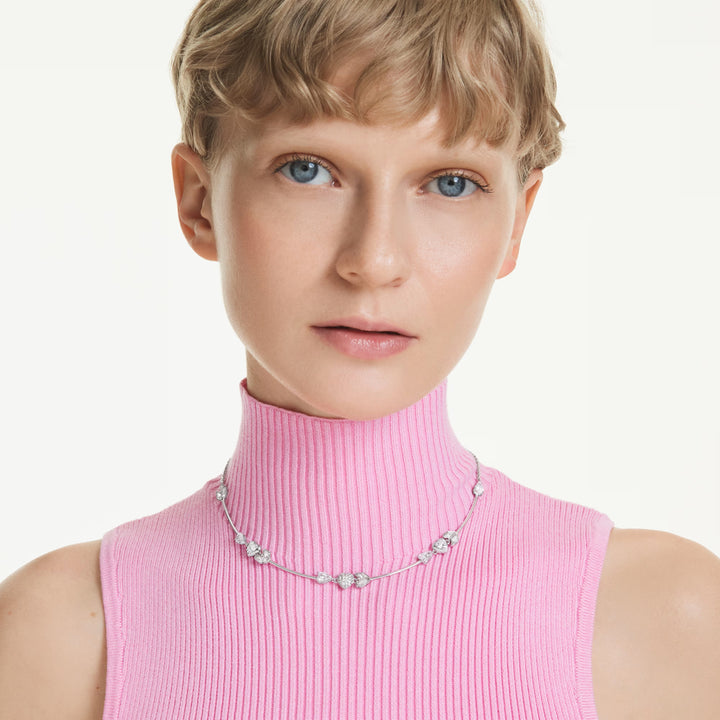 Swarovski Idyllia necklace with rhodium-plated crystal heart and arrow motifs