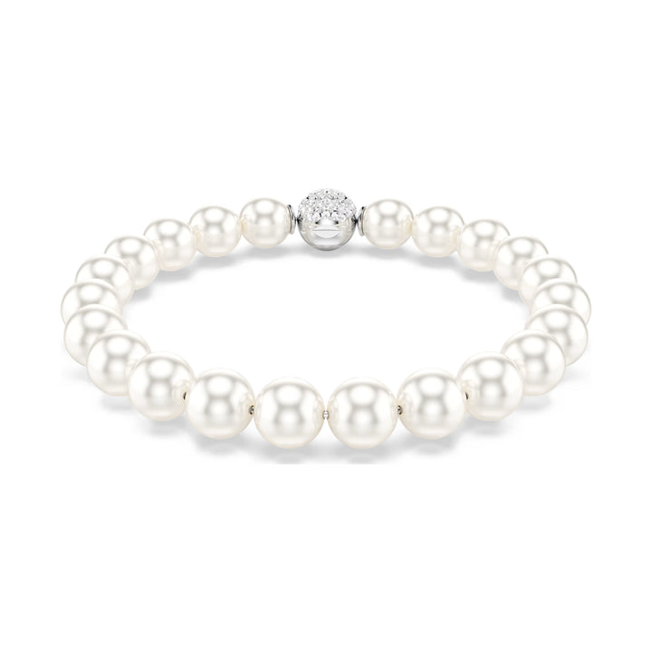 Swarovski Matrix bracelet, full strand of white Swarovski crystal pearls