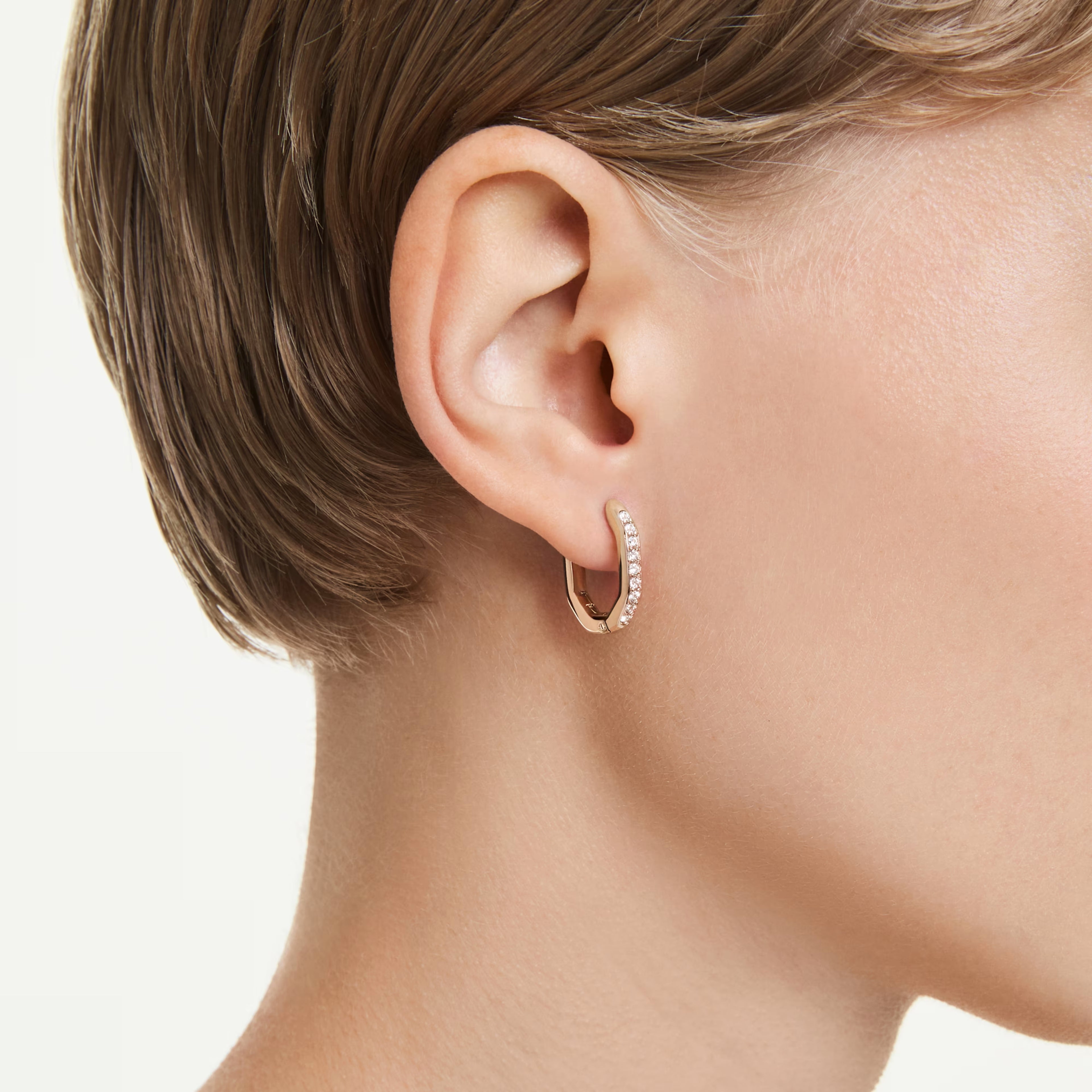 Swarovski Dextera Octagon Rose Gold Hoop Earrings - View 2