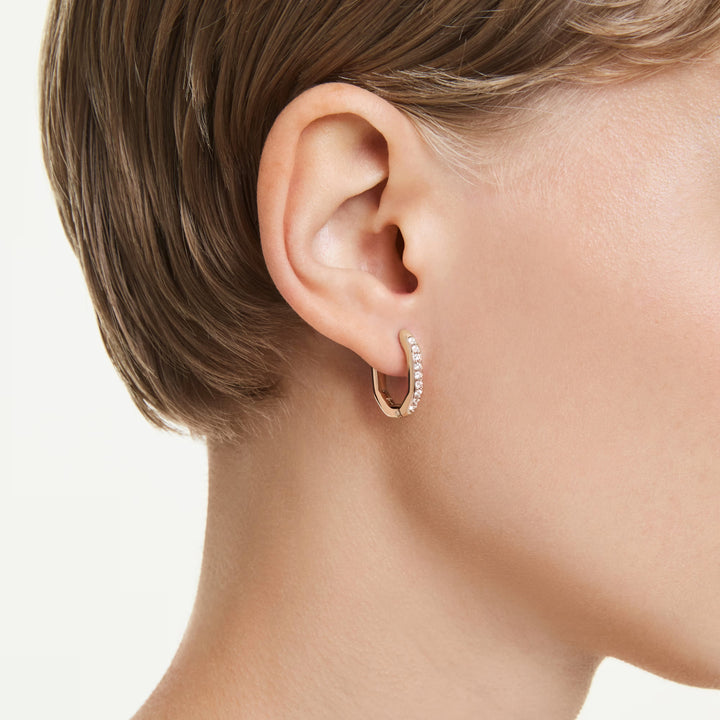 Swarovski Dextera Octagon Rose Gold Hoop Earrings - View 2