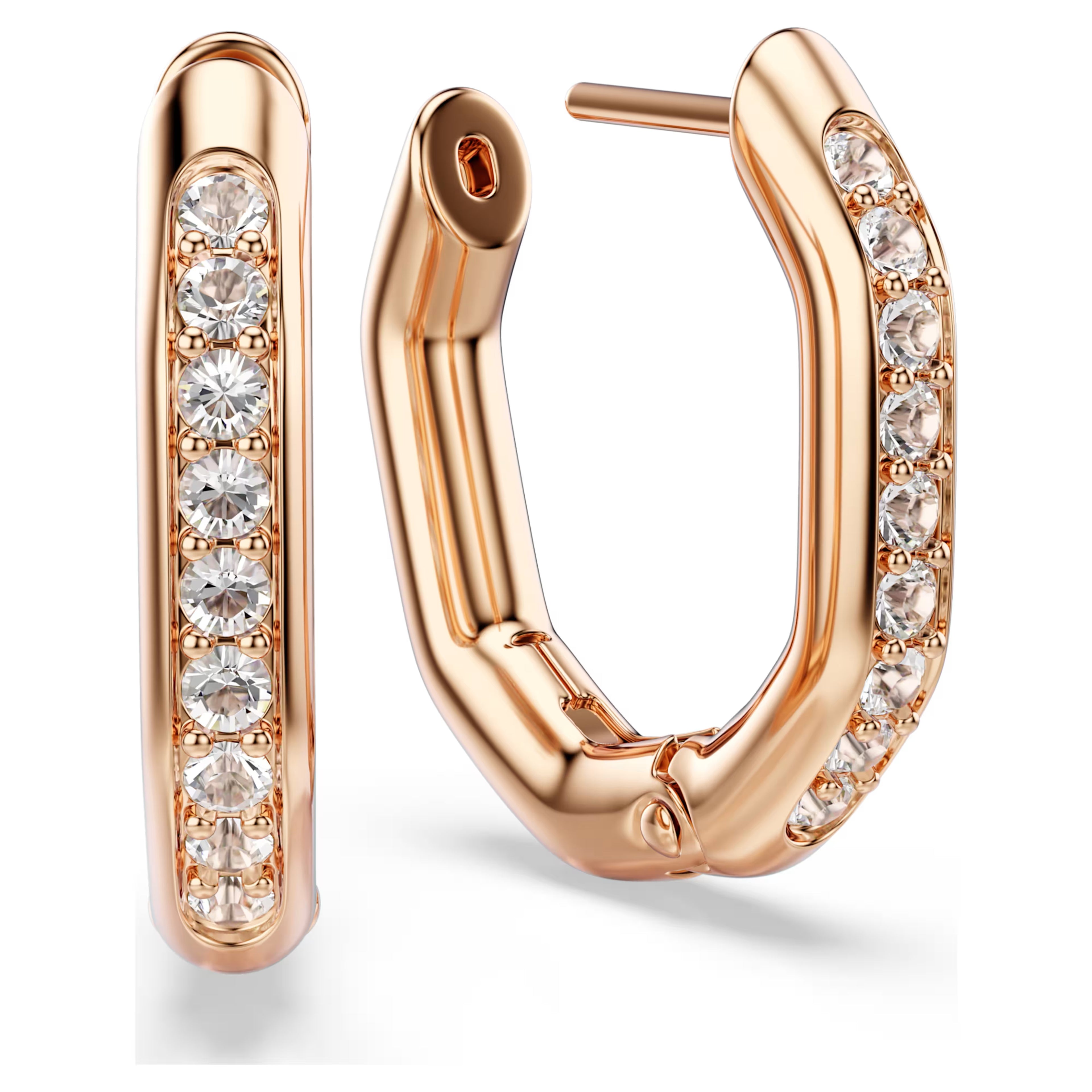 Swarovski Dextera Octagon Rose Gold Hoop Earrings - View 3