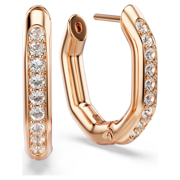 Swarovski Dextera Octagon Rose Gold Hoop Earrings - View 3
