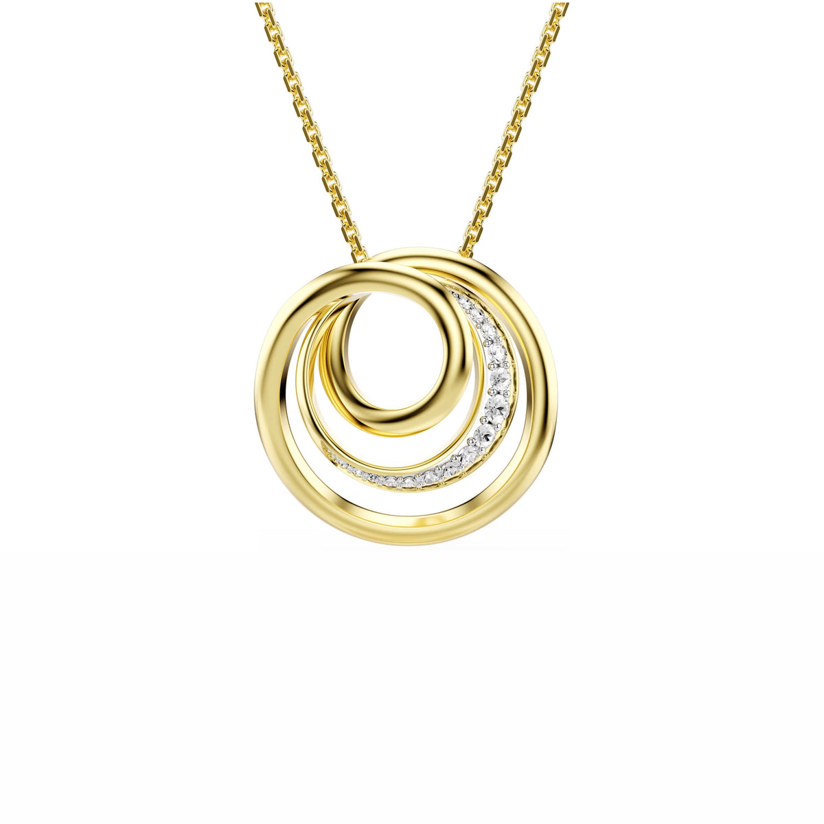 Swarovski Hyperbola necklace, 18K gold-finish spiral pendant with round-cut crystals