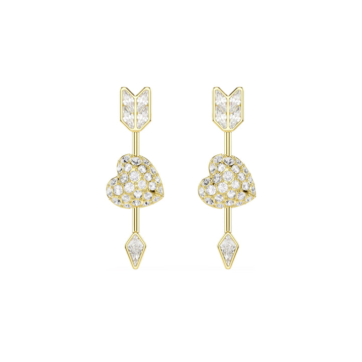 Swarovski Idyllia drop earrings, 18K gold-finish reversible heart and arrow design
