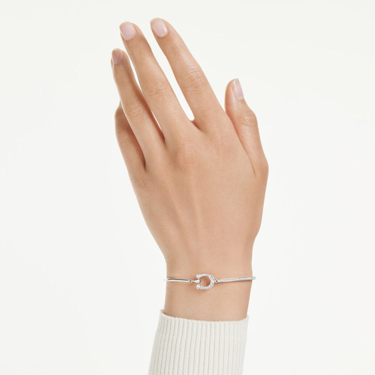 Swarovski Symbolica bracelet, rhodium-plated horseshoe motif with articulated chain