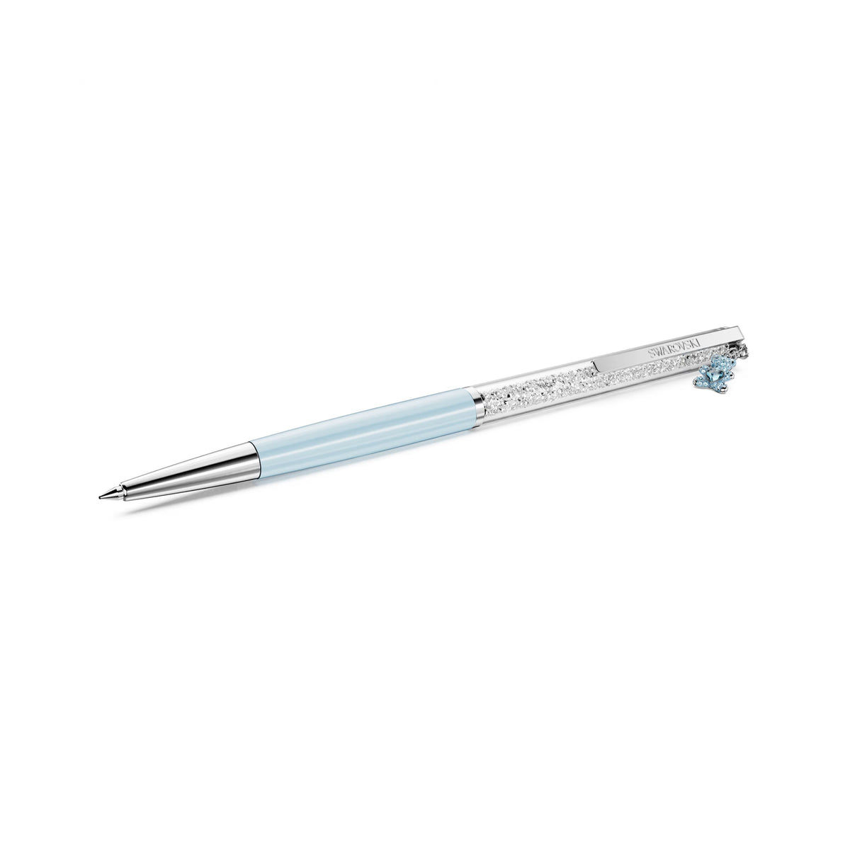Swarovski Crystalline ballpoint pen with blue lacquered barrel and crystal teddy charm