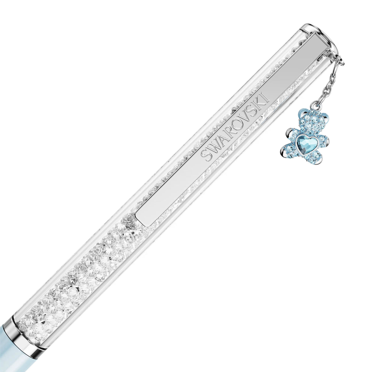 Swarovski Crystalline ballpoint pen with blue lacquered barrel and crystal teddy charm