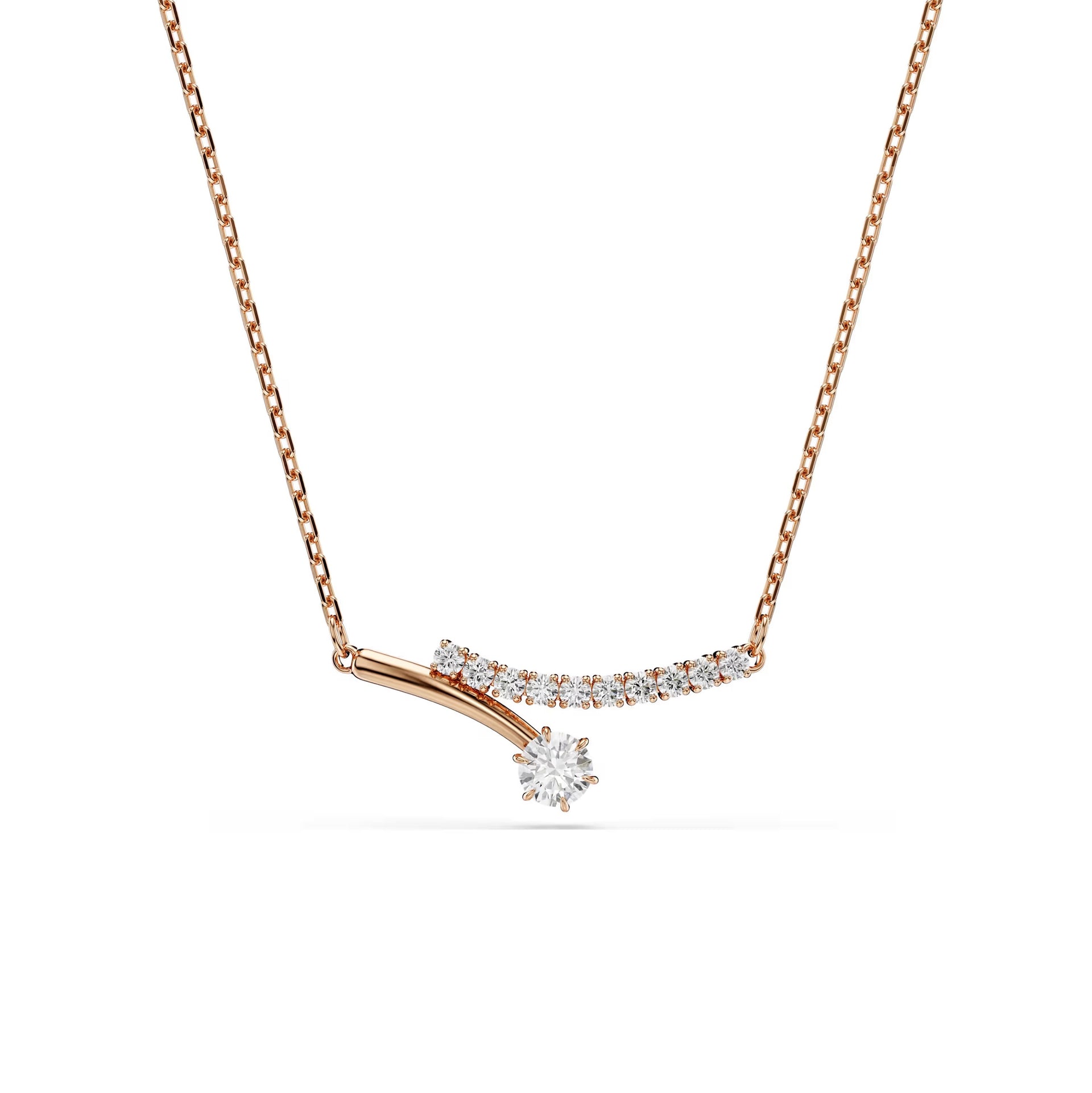 Swarovski Matrix necklace with round cut crystals in rose gold