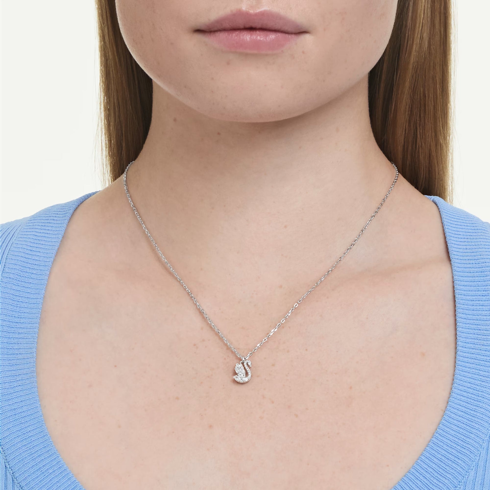 Swarovski Swan Pave Rhodium Plated Pendant - View 2