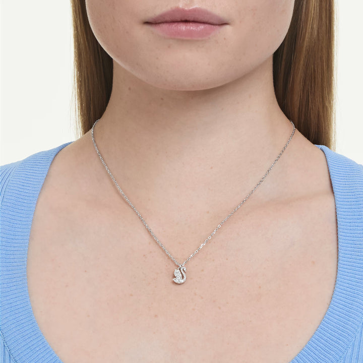 Swarovski Swan Pave Rhodium Plated Pendant - View 2