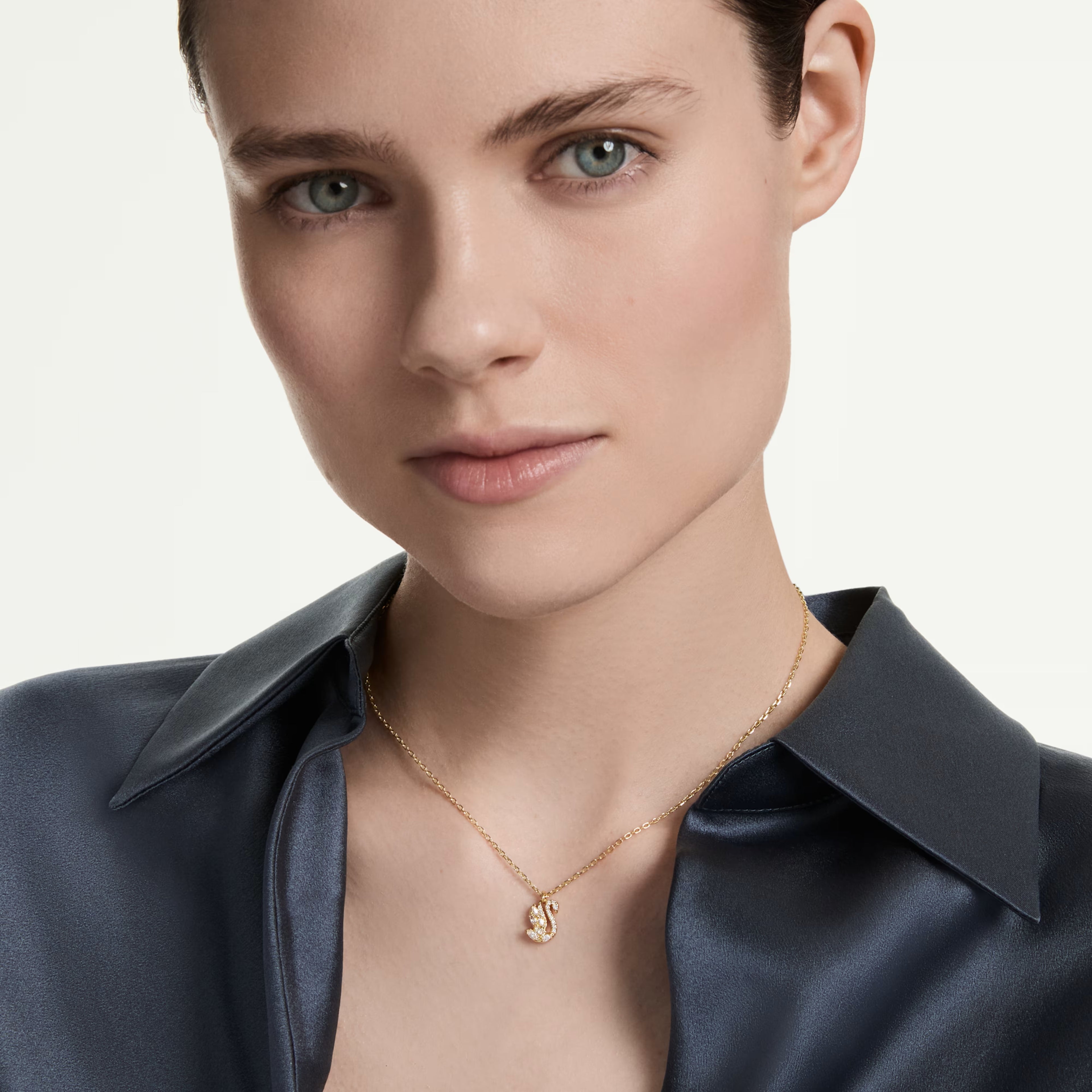 Swarovski Swan Pave Gold Tone Pendant - View 2