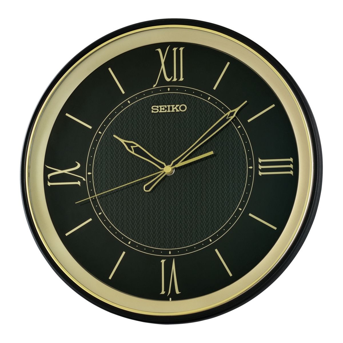 Seiko QXA834K Black Gold Wall Clock