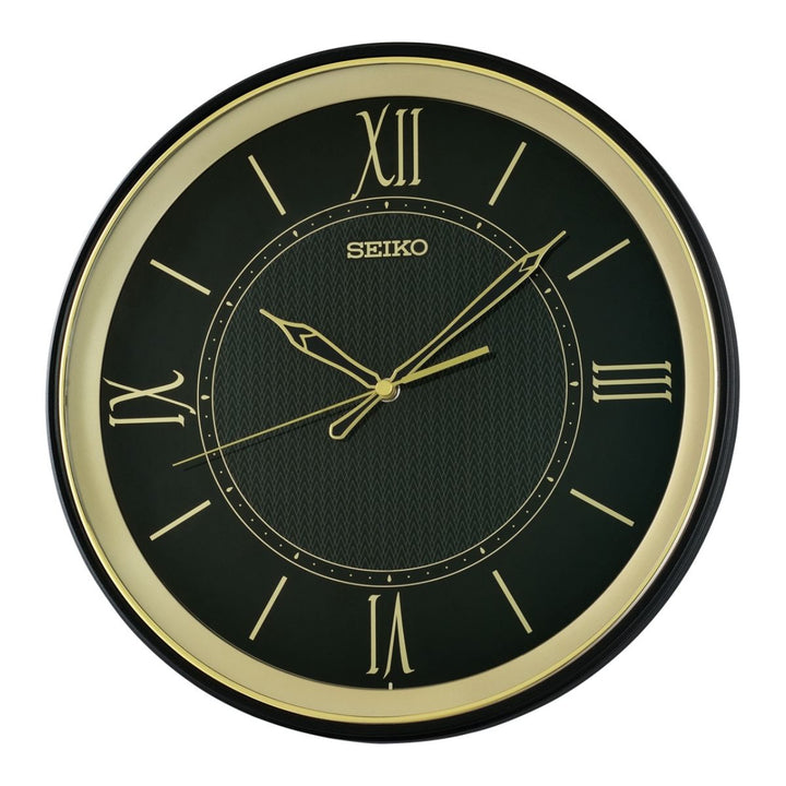 Seiko QXA834K Black Gold Wall Clock