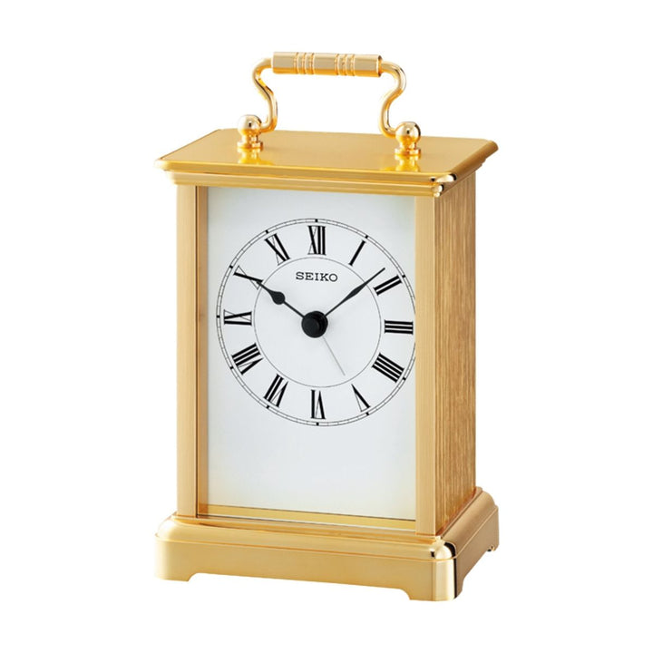 Seiko QHE093G Gold Carriage Clock | Wrights Jewellers