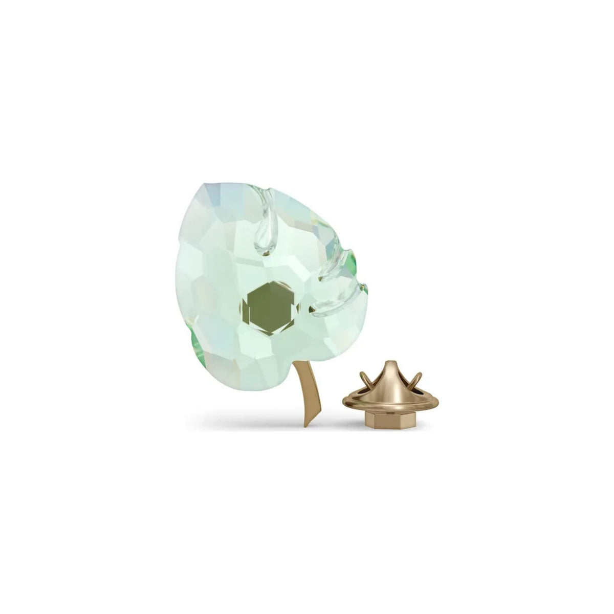 Swarovski Jungle Beats green crystal leaf brooch with pin and magnetic backing