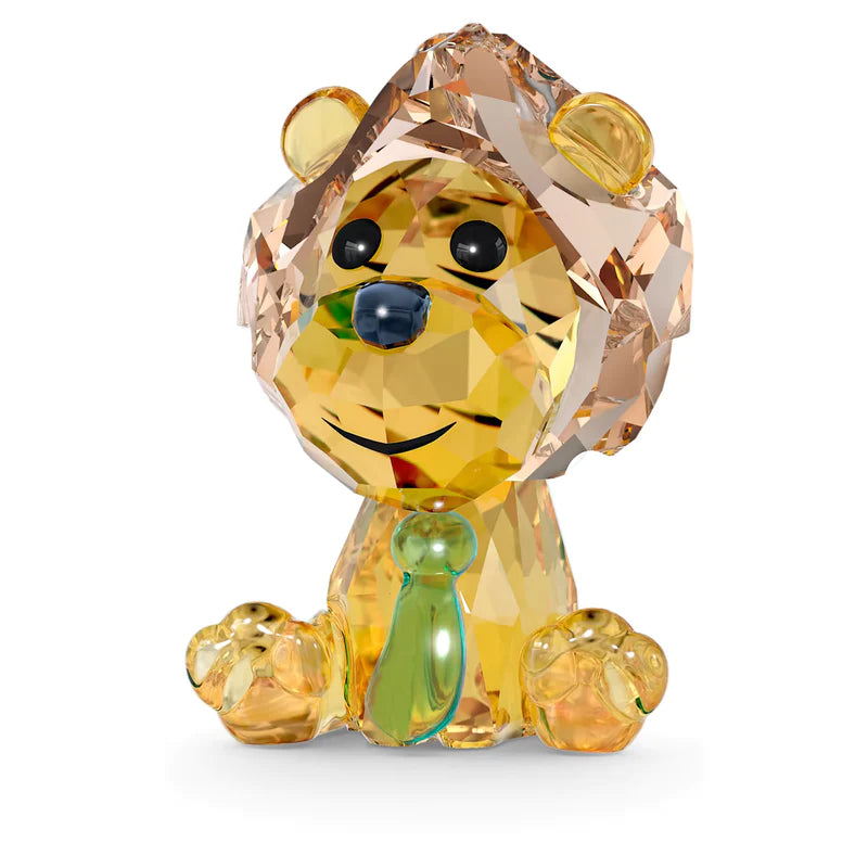 Swarovski crystal lion wearing a green tie