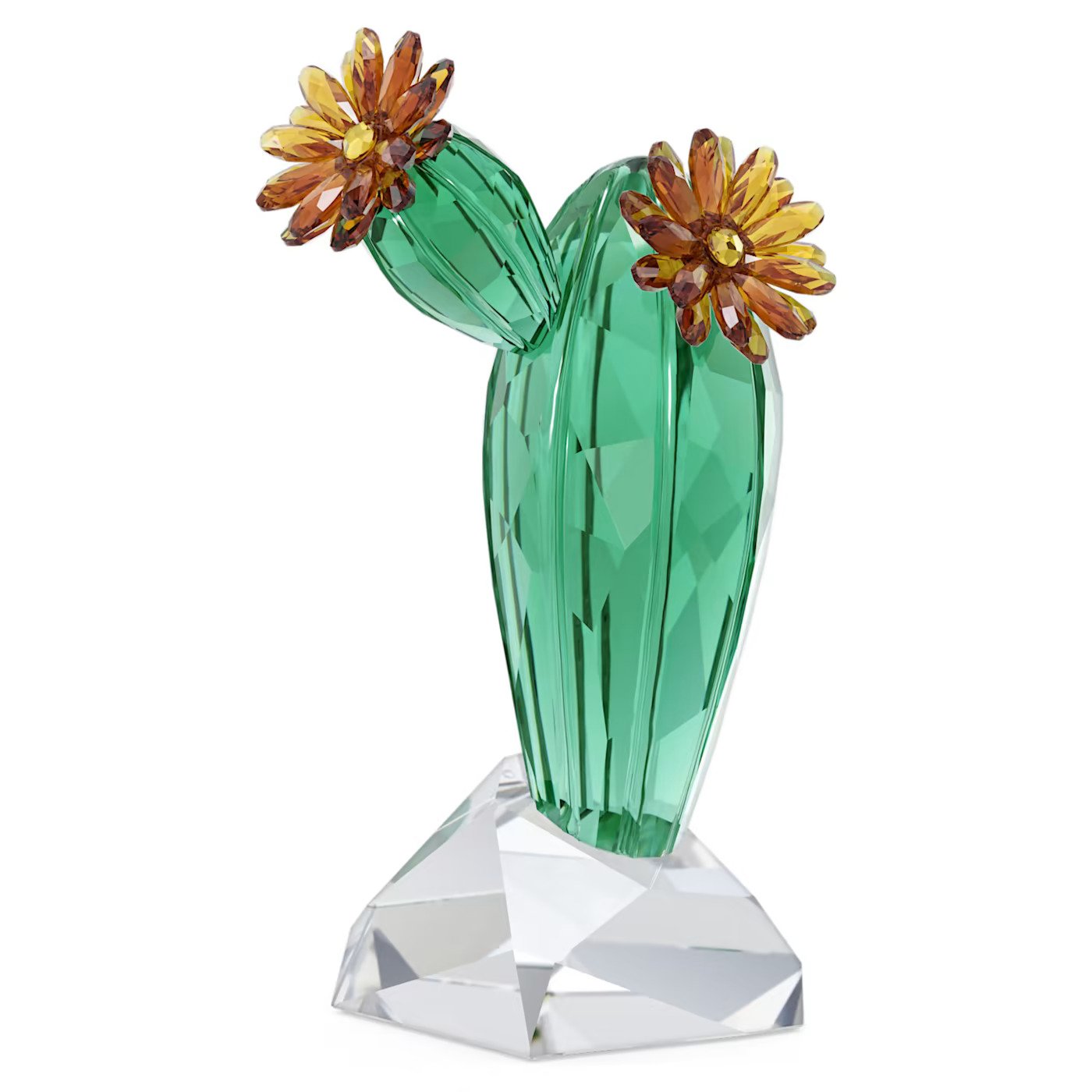 Swarovski crystal cactus with yellow flowers