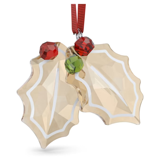 Swarovski gingerbread holly leaves christmas ornament