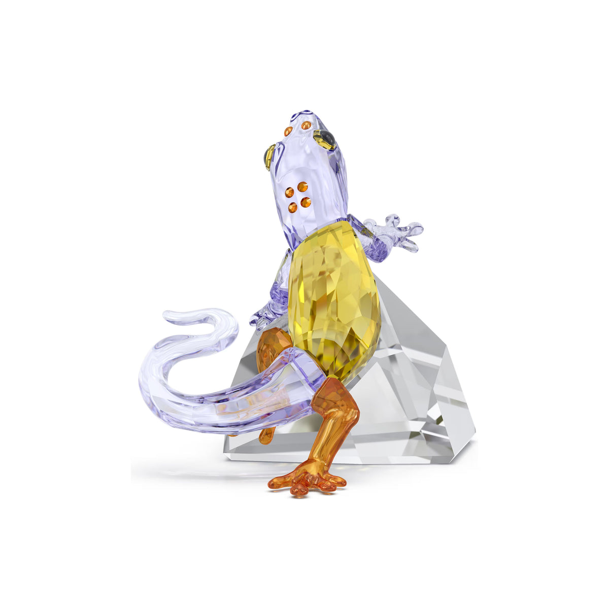 Swarovski Idyllia Gecko crystal figurine in yellow, orange and lavender tones