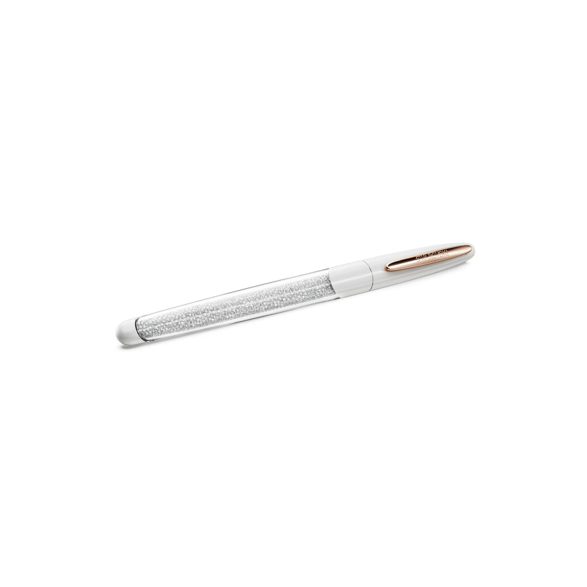 Swarovski Crystalline rollerball pen in white with rose gold tone clip