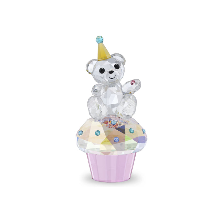 Swarovski Kris Bear Sweet Celebration crystal figurine, bear sitting on a decorated cupcake