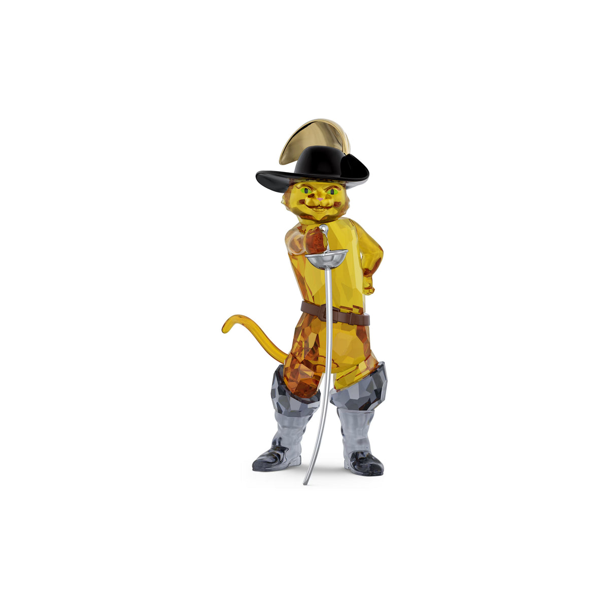 Swarovski Shrek Puss in Boots crystal figurine standing in a confident pose