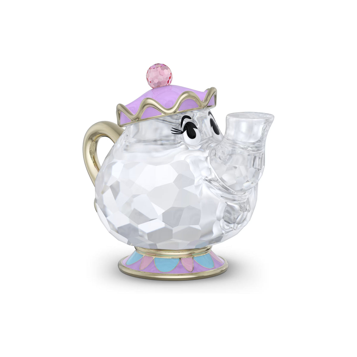 Swarovski Beauty and the Beast Mrs Potts crystal figurine with champagne gold-tone finish
