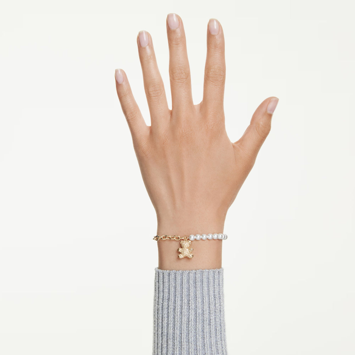 Swarovski Idyllia bracelet, 18K gold finish teddy bear motif with Golden Shadow crystals