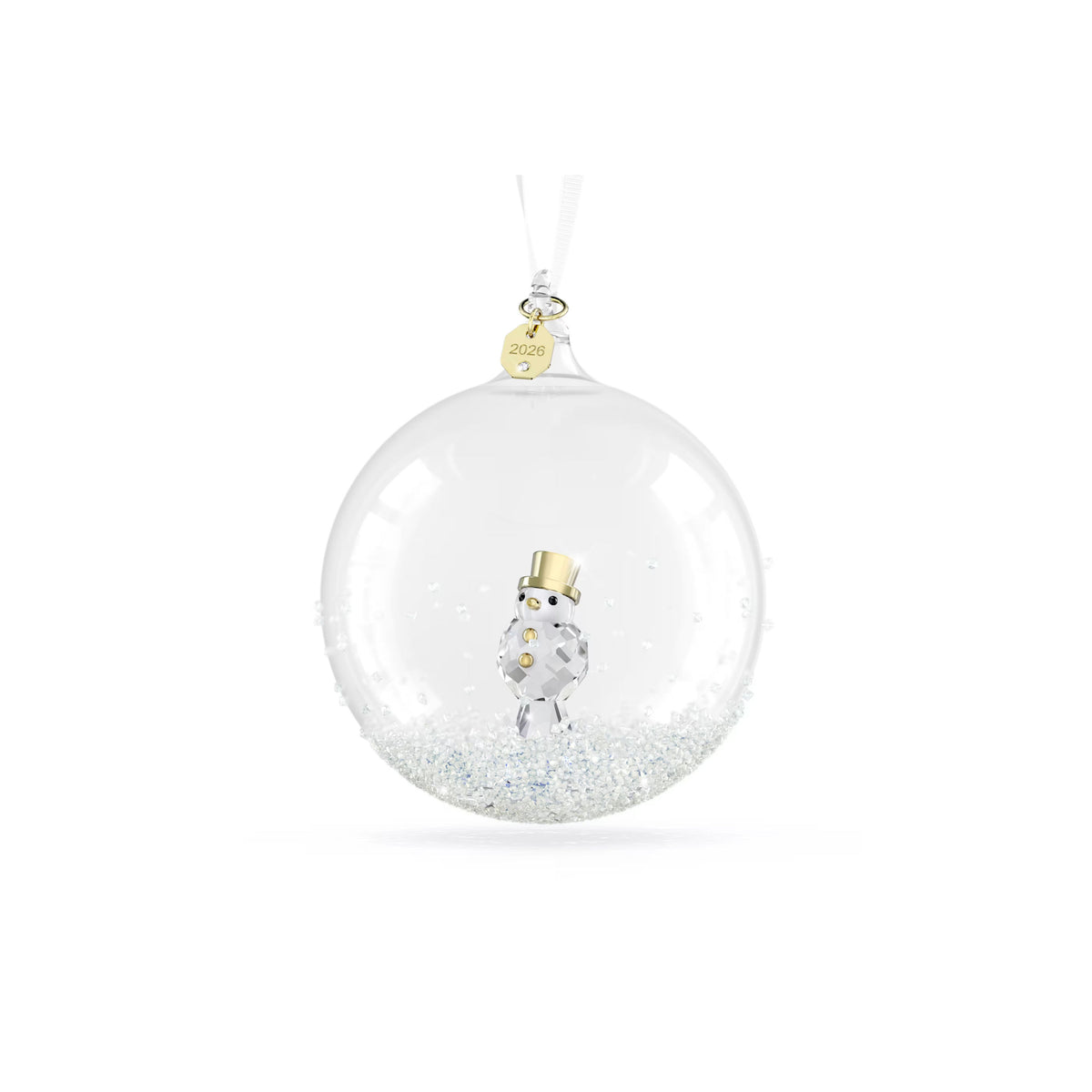Swarovski Annual Edition 2026 white crystal ball ornament with snowman inside