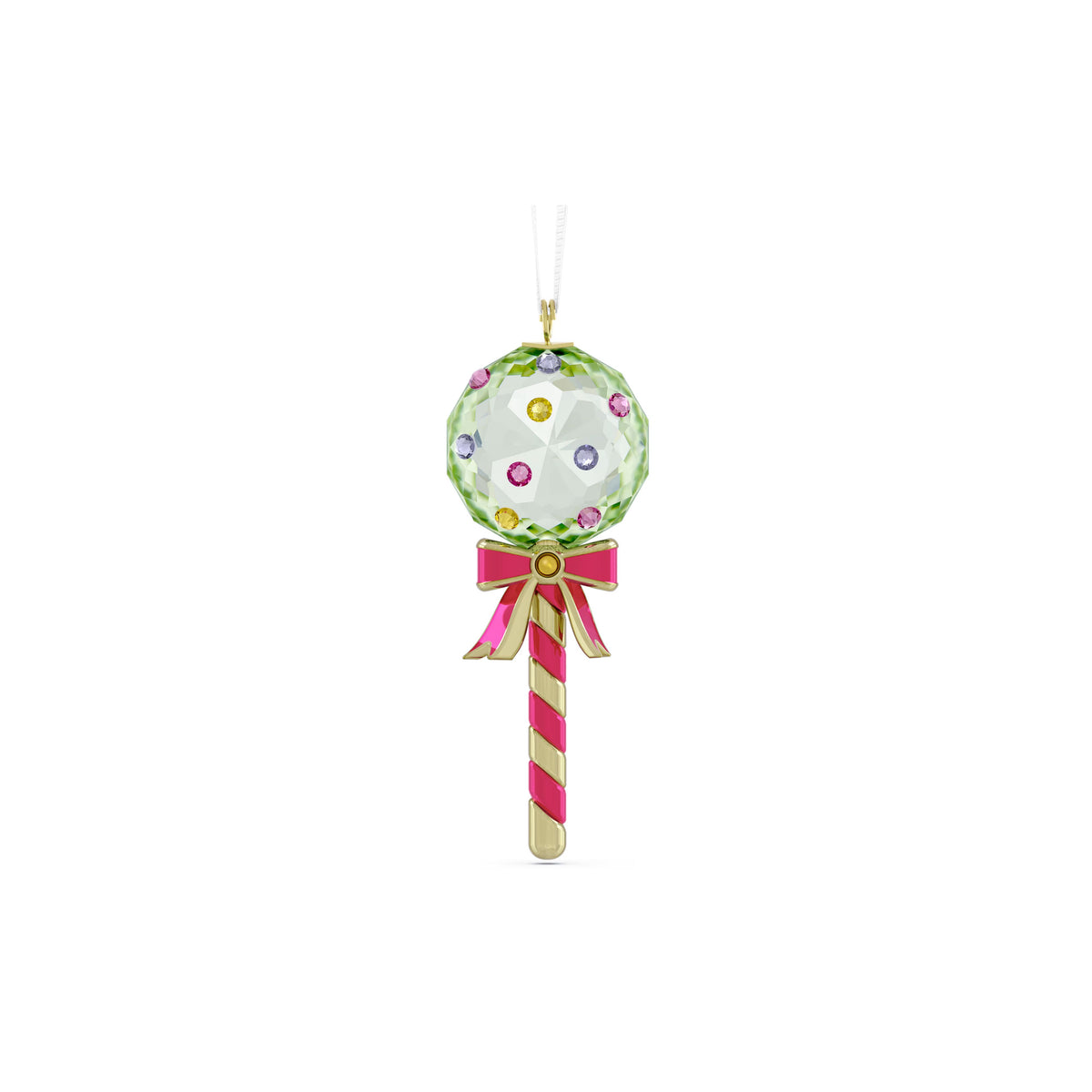 Swarovski Holiday Cheers Dulcis green crystal lollipop ornament with bow