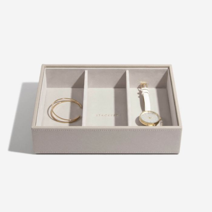 Taupe grey jewellery box layer for storing watches and bangles